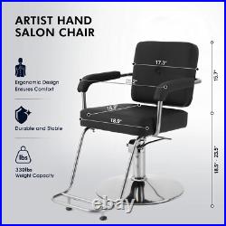 360° Black Heavy Duty Hydraulic Barber Chair Salon Beauty Stylist