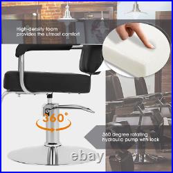 360° Black Heavy Duty Hydraulic Barber Chair Salon Beauty Stylist