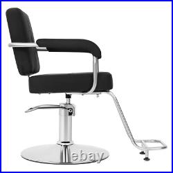 360° Black Heavy Duty Hydraulic Barber Chair Salon Beauty Stylist