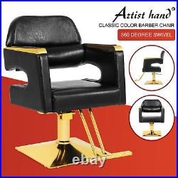 360° Hydraulic Barber Chair Heavy Duty Salon Beauty Stylist Black+Gold