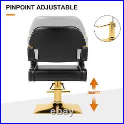 360° Hydraulic Barber Chair Heavy Duty Salon Beauty Stylist Black+Gold