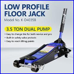 3.5 Ton Ultra Low Profile Hydraulic Floor Jack Quick Lift Heavy-Duty Dual Pump