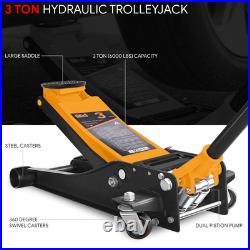 3 Ton Heavy Duty Hydraulic Floor Trolley Jack Car Van Trucks Lifting Tool Orange
