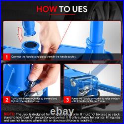 3 Ton Heavy Duty Steel Low Profile Hydraulic Trolley Service / Floor Jack Blue