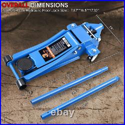 3 Ton Heavy Duty Steel Low Profile Hydraulic Trolley Service / Floor Jack Blue