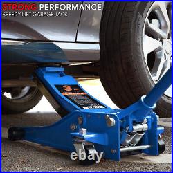 3 Ton Heavy Duty Steel Low Profile Hydraulic Trolley Service / Floor Jack Blue