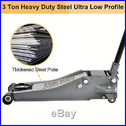 3 Ton Heavy Duty Steel Ultra Low Profile Floor Jack Quick Pump Lifting Car