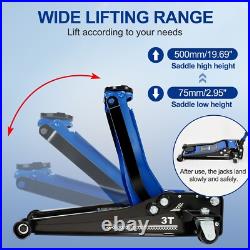 3 Ton Hydraulic Low Profile Floor Jack Heavy Duty Steel with Dual Piston Pump