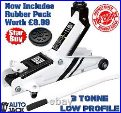 3 Ton Trolley Jack Heavy Duty 400mm Hydraulic Lift Capacity and Free Rubber Puck