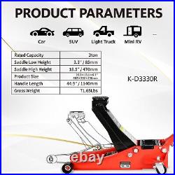 3 Ton hydraulic Jack Floor Heavy Duty Ultra 85mm Profile Rapid Pump Car Garage