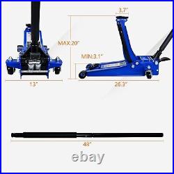 3 Tons Heavy Duty Hydraulic Steel Car Floor Jack Low Profile Dual Piston