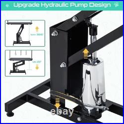 43.3'' Heavy Duty Hydraulic Dog Grooming Table withOverhead Arm & 3 Nooses Black