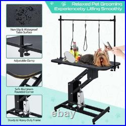 43.3'' Heavy Duty Hydraulic Dog Grooming Table withOverhead Arm & 3 Nooses Black 43.3'' Heavy Duty Hydraulic Dog Grooming Table withOverhead Arm & 3 Nooses Black
