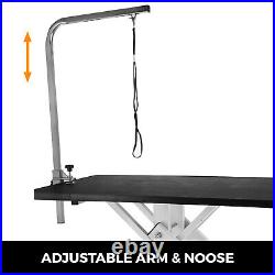 43 Hydraulic Folding Dog Cat Pet Grooming Table Adjustable Arm Noose Mesh Tray