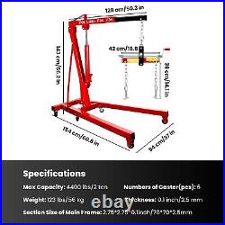 4400LBS Folding Heavy Duty Foldable Hydraulic Engine Hoist for Garages US