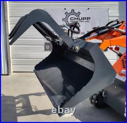 44 Heavy Duty Mini Skid Steer Flat Bottom Grapple Bucket Hydraulic Attachment