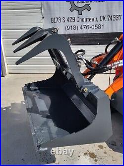 44 Heavy Duty Mini Skid Steer Flat Bottom Grapple Bucket Hydraulic Attachment