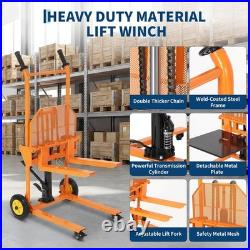 450lbs Lift Heavy-Duty Hydraulic Pallet Jack Winch Stacker Forklift Dolly Cart