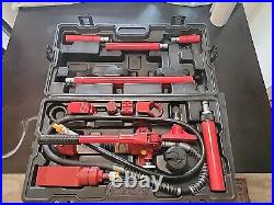 4 Ton Heavy Duty Portable Hydraulic Equipment Kit Ramp Pump Auto Body Repair