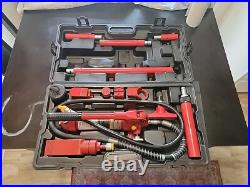 4 Ton Heavy Duty Portable Hydraulic Equipment Kit Ramp Pump Auto Body Repair