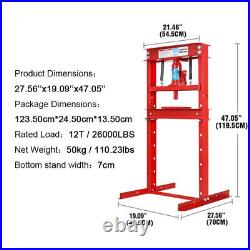 50KG 12 Ton Hydraulic Shop Press Floor Equipment Jack Stand H Frame Heavy Duty