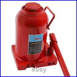 50T(110,231 lbs) Heavy Duty Hydraulic Stubby Low Profile Welded Bottle Jack Red