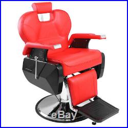 5Fashion Red Heavy Duty Hydraulic Barber Chair Recline Salon Beauty Spa Shampoo