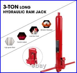 8 Ton Heavy-Duty Hydraulic Long Ram Jack with Double Piston Pump & Clevis Base