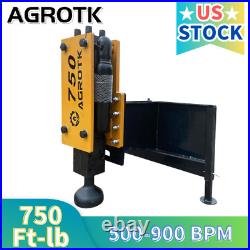 AGT 750 Ft/lb Skid Steer Post Driver Heavy Duty Hydraulic Hammer Quick Attach