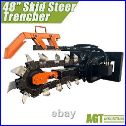 AGT Skid Steer Trencher Attachment 48 Heavy Duty Hydraulic Trencher Ditch NEW