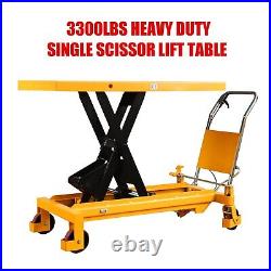 APOLLOLIFT 3300lbs Hydraulic Heavy Duty Single Scissor Lift Table Cart Trolley