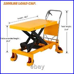 APOLLOLIFT Heavy Duty 1100/2200LBS Hydraulic Single Scissor Lift Table Cart39.4