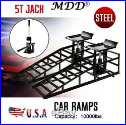 A Pair Auto Car Service Ramps Lifts Heavy Duty Hydraulic Lift Repair Frame Black