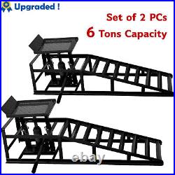 A Pair Auto Car Service Ramps Lifts Heavy Duty Hydraulic Lift Repair Frame Black