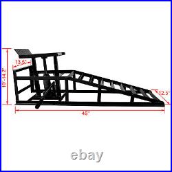 A Pair Auto Car Service Ramps Lifts Heavy Duty Hydraulic Lift Repair Frame Black