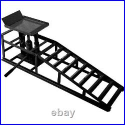 A Pair Auto Car Service Ramps Lifts Heavy Duty Hydraulic Lift Repair Frame Black