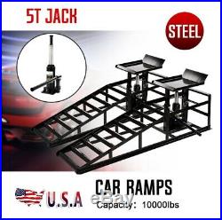 A Pair Auto Car Service Ramps Lifts Heavy Duty Hydraulic Lift Repair Frame Black