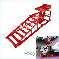 A Pair Auto Car Service Ramps Lifts Heavy Duty Hydraulic Lift Repair Frame Red