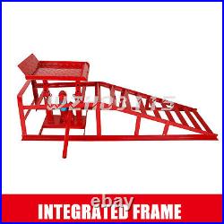 A Pair Auto Car Service Ramps Lifts Heavy Duty Hydraulic Lift Repair Frame Red