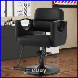 All Black Heavy Duty Hydraulic Barber Chair Salon Beauty Spa Stylist Equipment