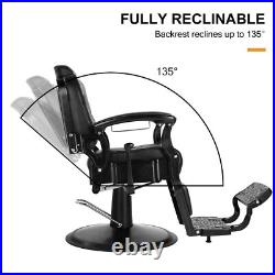 All Purpose Heavy Duty Hydraulic Black Recliner Barber Chair Salon Beauty