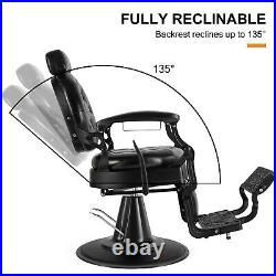 All Purpose Heavy Duty Hydraulic Recliner Barber Chairs Beauty Salon Red/Black