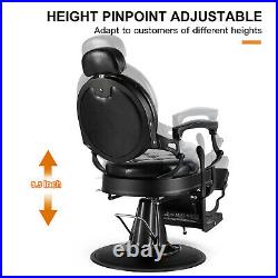 All Purpose Heavy Duty Hydraulic Recliner Barber Chairs Beauty Salon Red/Black