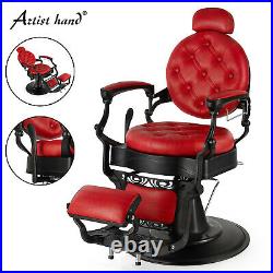 All Purpose Heavy Duty Hydraulic Recliner Barber Chairs Beauty Salon Red/Black