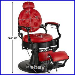 All Purpose Heavy Duty Hydraulic Recliner Barber Chairs Beauty Salon Red/Black