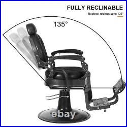 All Purpose Heavy Duty Hydraulic Recliner Barber Chairs Beauty Salon Spa, Black