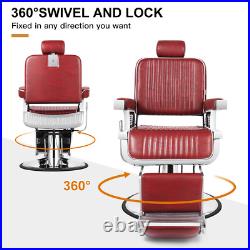 All Purpose Heavy Duty Hydraulic Red Recliner Barber Chair Salon Spa Beauty
