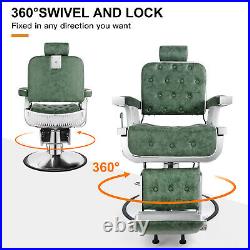 All Purpose Heavy Duty Hydraulic Vintage Green Recliner Barber Chair Salon Spa