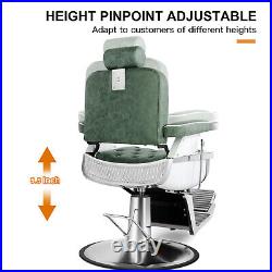 All Purpose Heavy Duty Hydraulic Vintage Green Recliner Barber Chair Spa Salon