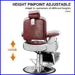 All Purpose Heavy Duty Hydraulic Vintage Red Recliner Barber Chair Beauty Salon
